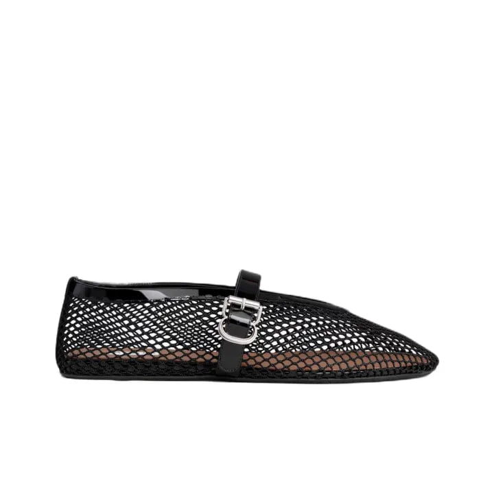 Alaia Fishnet Ballet Flats Black in Crystal Mesh