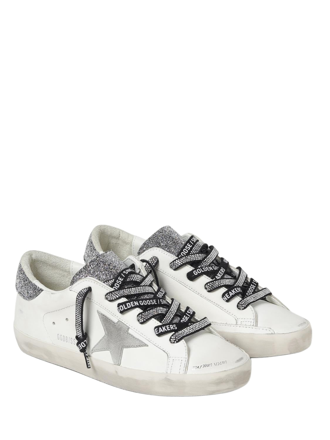 Golden Goose Superstar x Swarovski White gray crystal embellishe d star and glitter