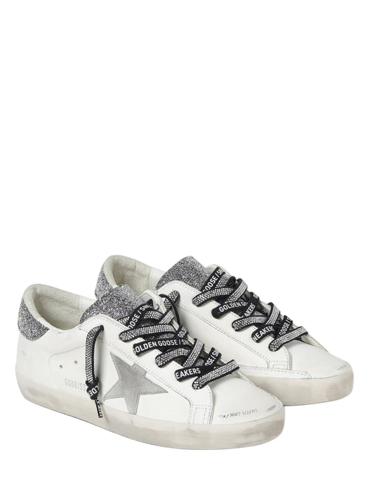 Golden Goose Superstar x Swarovski White gray crystal embellishe d star and glitter