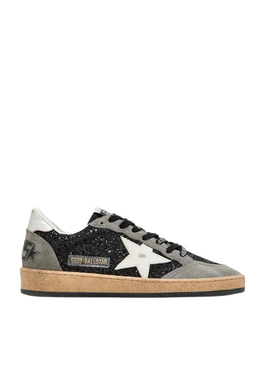 Golden Goose Ball Star Grey Black Gillter with White star Sneakers_Unique Store