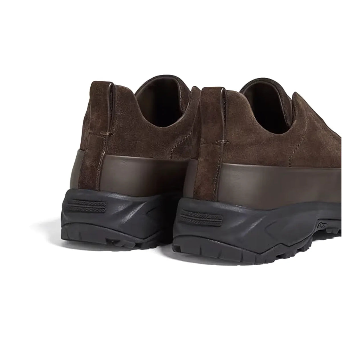 Zegna Brown Suede and Leather Triple Stitch Monte