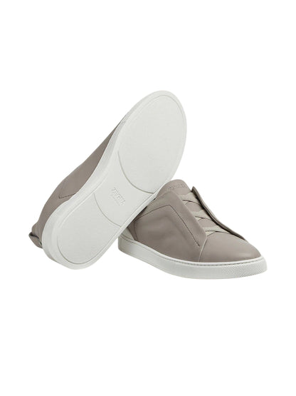 Zegna Light Grey Triple Stitch SECONDSKIN Sneakers