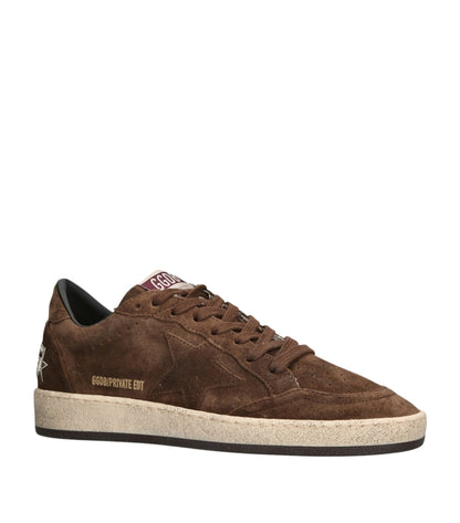 Golden Goose Ball Star featuring brown suede signature side star appliqué and distressed sole