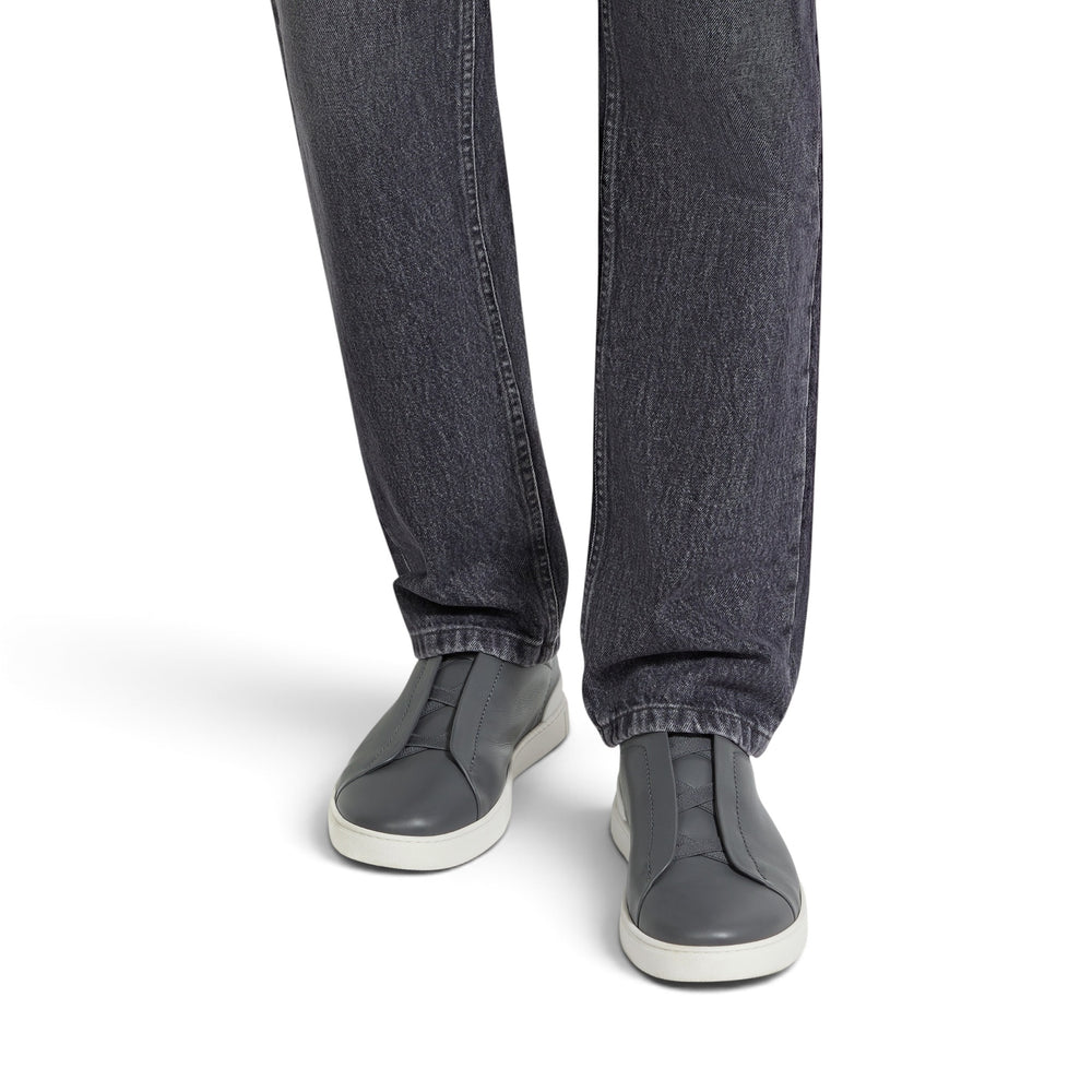 Zegna Grey Triple Stitch SECONDSKIN Sneakers