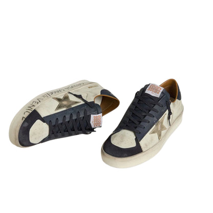 Golden Goose Stardan in nubuck with metallic leather star and blue nappa heel tab