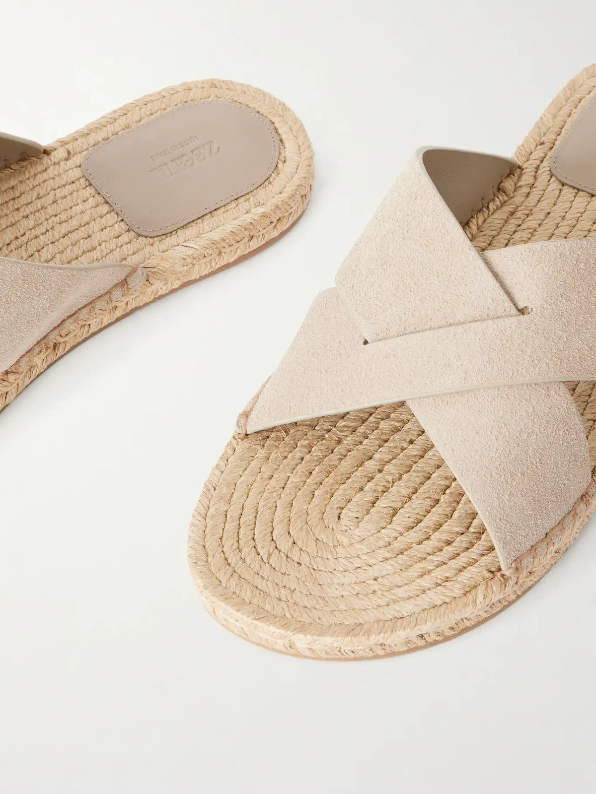 Zegna crossover strap suede sandals Beige Sand