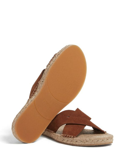 Zegna crossover strap suede sandals brown