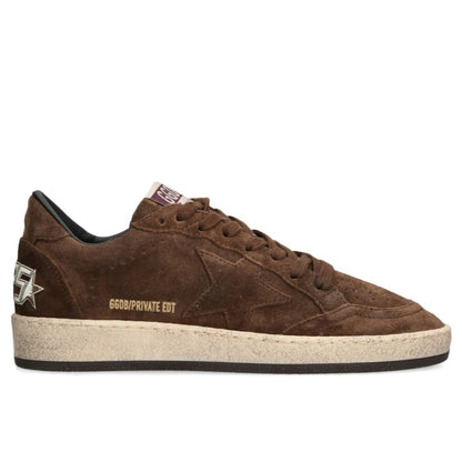 Golden Goose Ball Star featuring brown suede signature side star appliqué and distressed sole