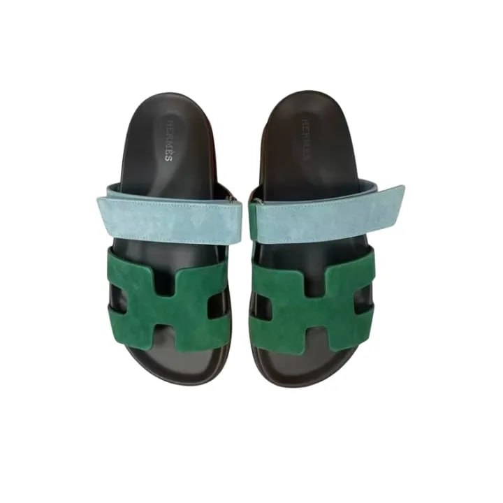Hermès Chypre Sandals In Suede in Green