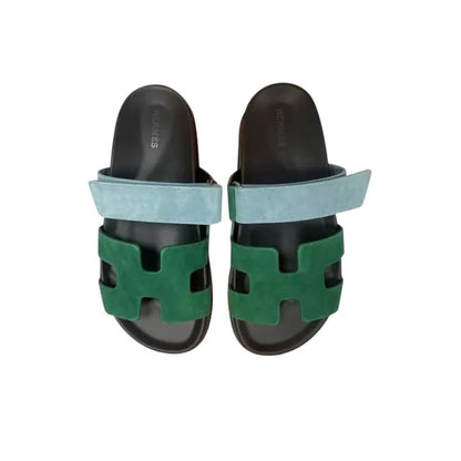 Hermès Chypre Sandals In Suede in Green