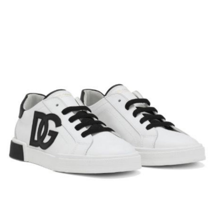 Dolce & Gabbana Portofino Leather Sneakers white and black