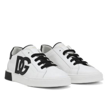 Dolce & Gabbana Portofino Leather Sneakers white and black