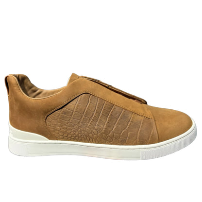 ZEGNA Crocodile Leather Triple Stitch Secondskin Light brown