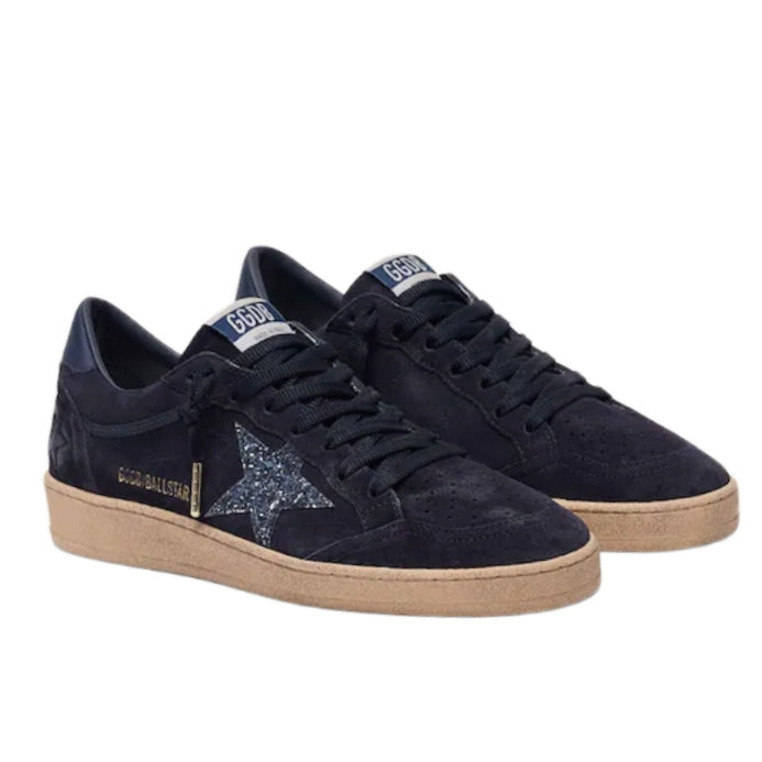 Golden Goose Ball Star in dark blue suede with dark blue glitter star