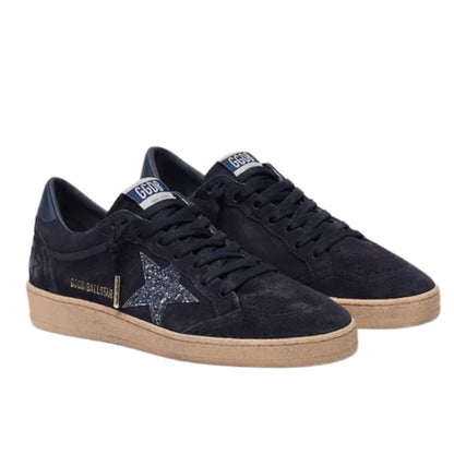 Golden Goose Ball Star in dark blue suede with dark blue glitter star