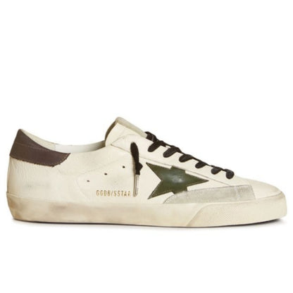 Golden Goose Super-Star in nappa with green leather star and gray leather heel tab