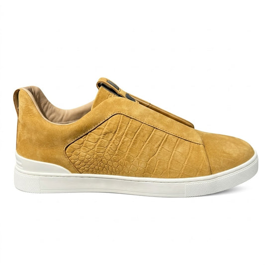 ZEGNA Crocodile Leather Triple Stitch Secondskin tan