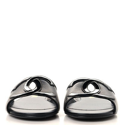 Chanel Lambskin CC Cutout Sandal Mules Black