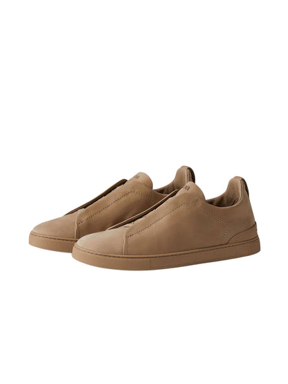 Zegna Beige Triple Stitch SECONDSKIN Sneakers