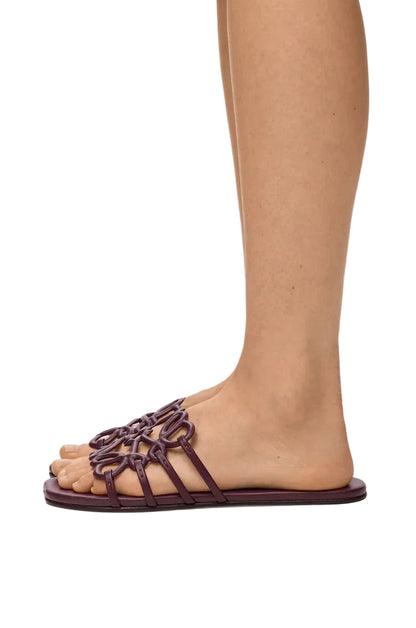 LOEWE Petal Anagram Dark Burgundy slide in calfskin
