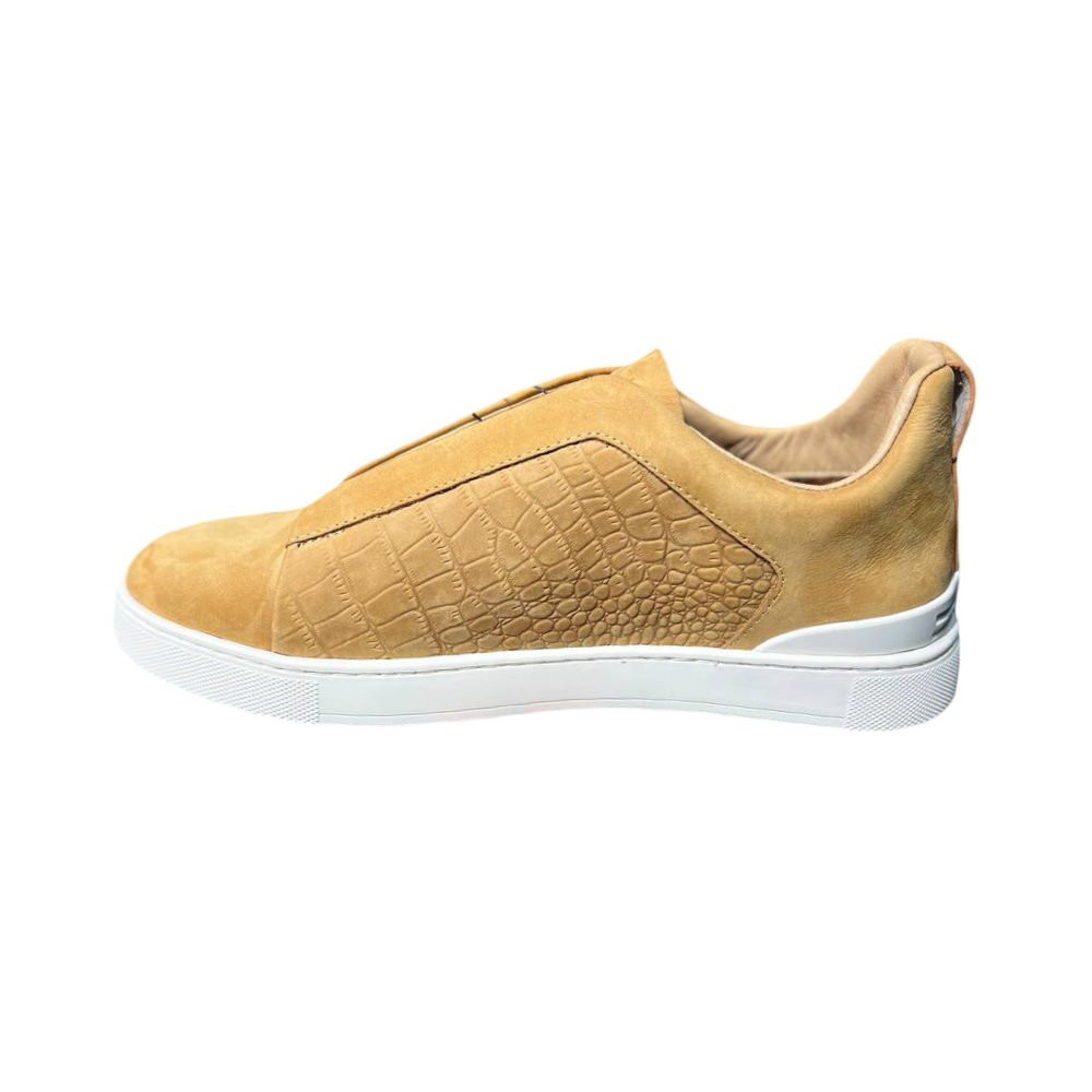 ZEGNA Crocodile Leather Triple Stitch Secondskin tan