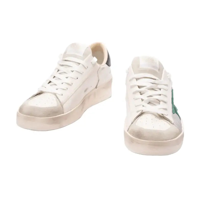 Golden Goose Stardan white leather and mesh upper green suede star black heel tab with wing branding