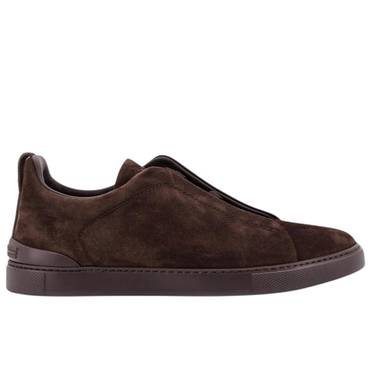 Zegna Dark Taupe Triple Stitch SECONDSKIN Nubuck Sneakers