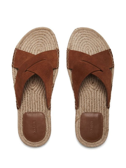 Zegna crossover strap suede sandals brown
