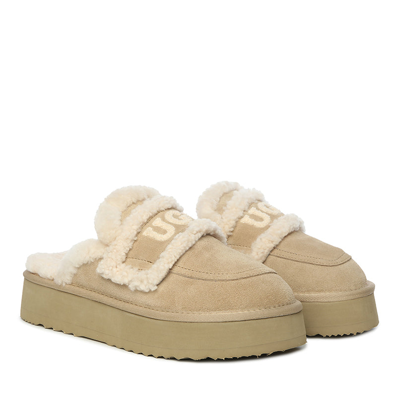 Ugg Trisha Fluffy Platform Slippers variant Sand