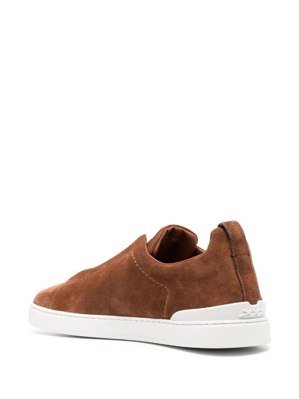 Zegna Suede Triple Stitch camel brown