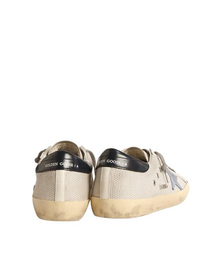 Golden Goose Super-Star in pale silver mesh with light blue suede star