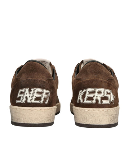 Golden Goose Ball Star featuring brown suede signature side star appliqué and distressed sole