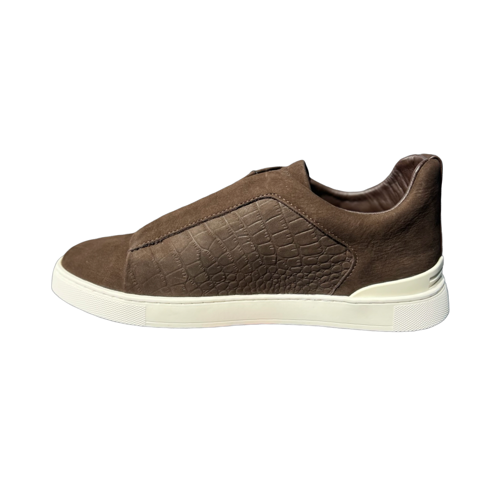 ZEGNA Crocodile Leather Triple Stitch Secondskin Brown