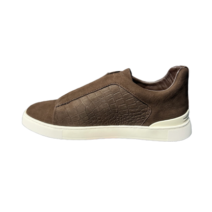 ZEGNA Crocodile Leather Triple Stitch Secondskin Brown