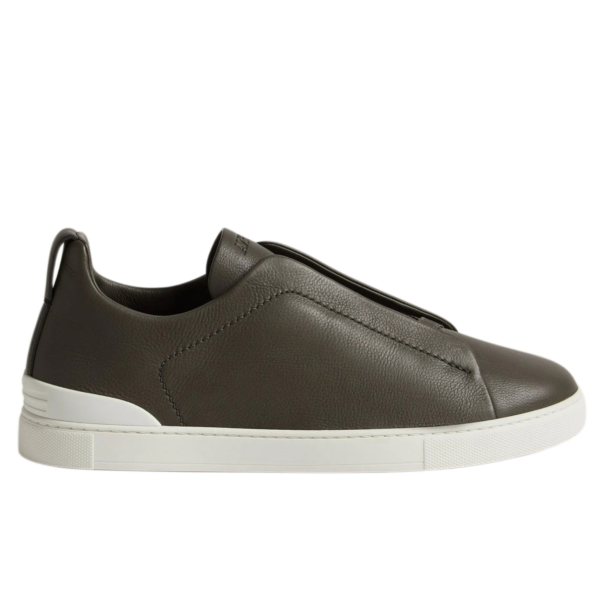 Zegna Dark Taupe olive leather Triple Stitch SECONDSKIN Sneakers