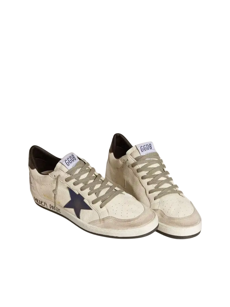 Golden Goose Ball Star White Blue Ice White nappa calf leather with a signature blue leather star