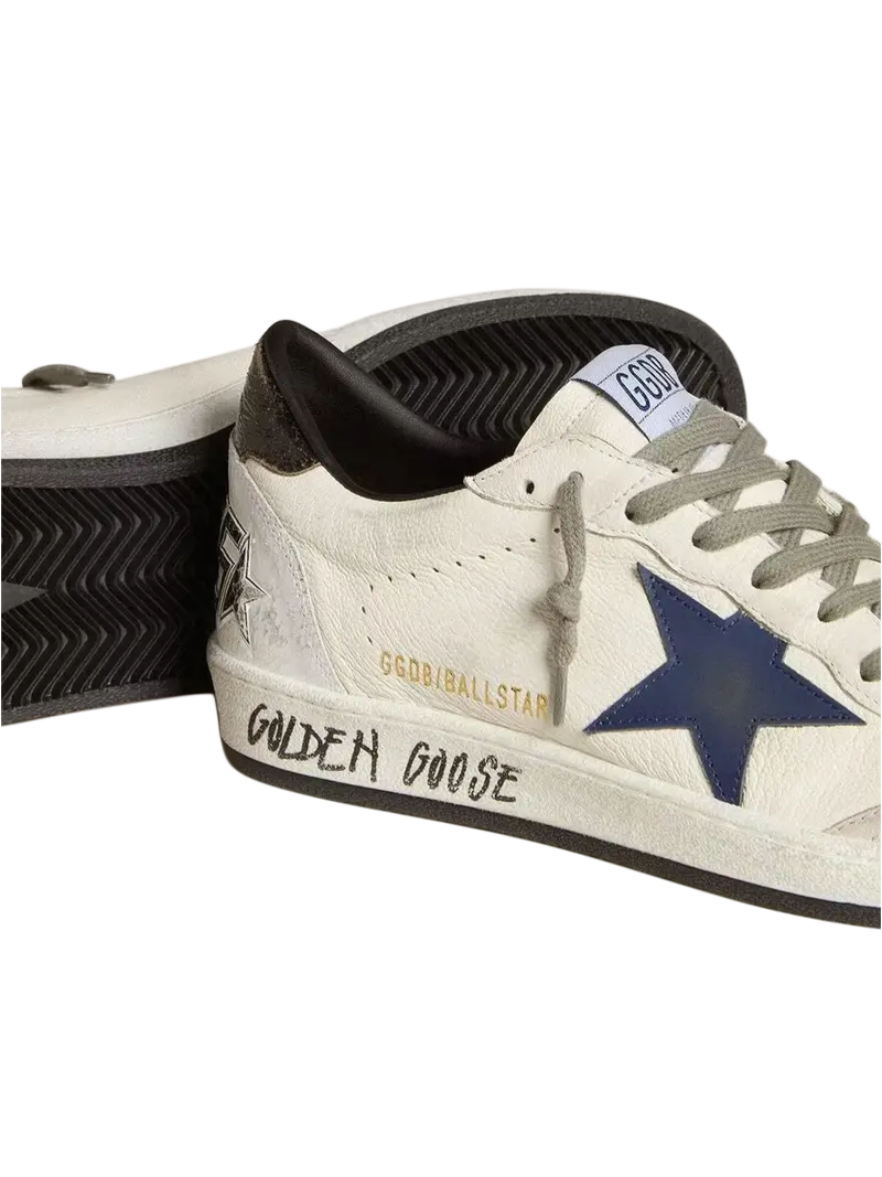 Golden Goose Ball Star White Blue Ice White nappa calf leather with a signature blue leather star