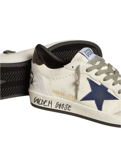Golden Goose Ball Star White Blue Ice White nappa calf leather with a signature blue leather star