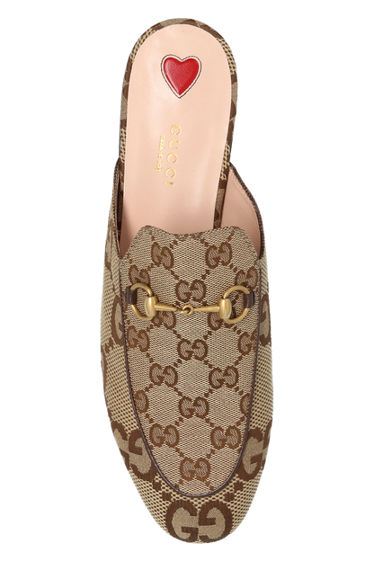 Gucci Princetown Jumbo GG Slipper Mule in a beige and brown