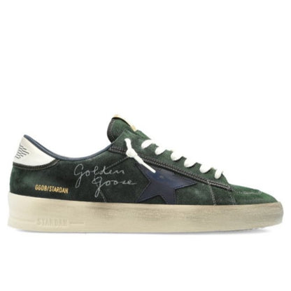 Golden Goose Stardan Suede Sneakers in forest green and navy
