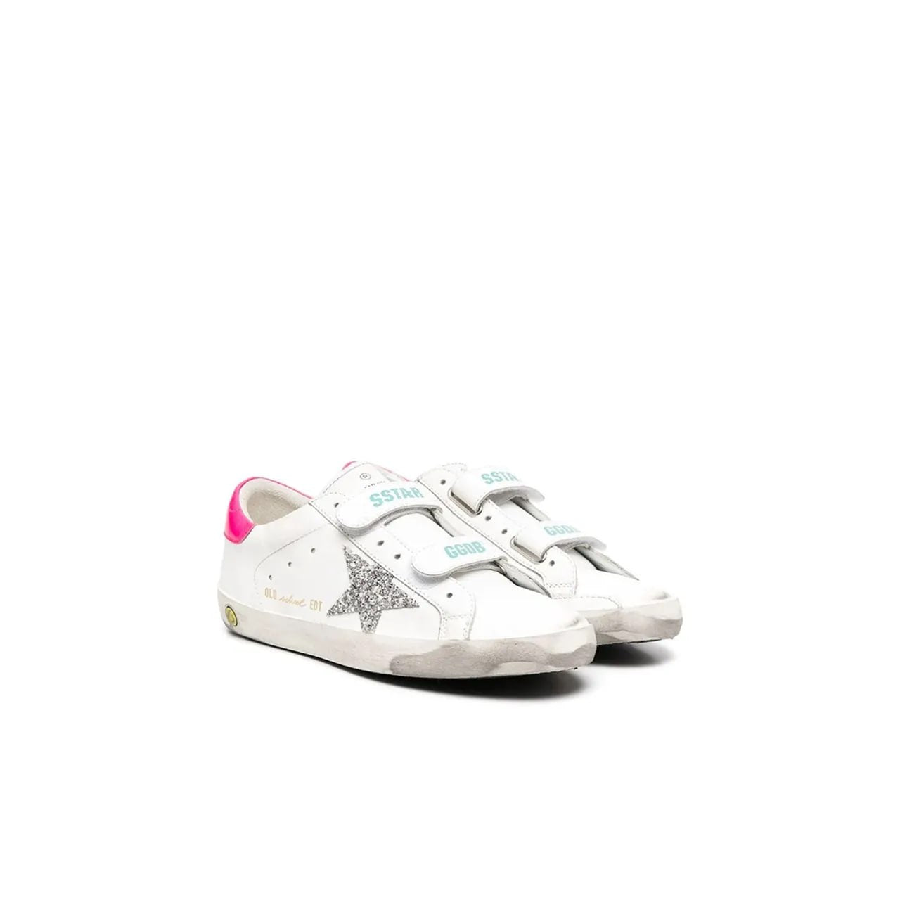 Golden Goose Old School Sneakers with Glittery Star in Leather Kids Sneakers