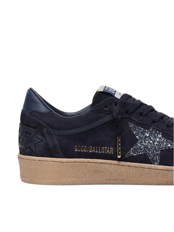 Golden Goose Ball Star in dark blue suede with dark blue glitter star