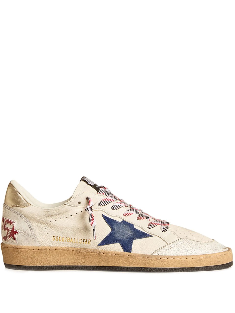 Golden Goose Ball Star in nappa leather with blue suede star and platinum leather heel tab