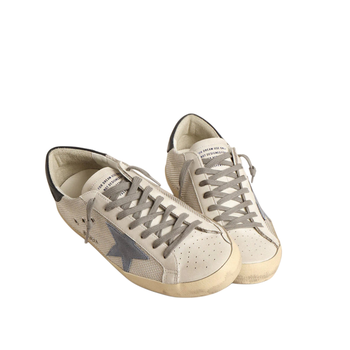 Golden Goose Super-Star in pale silver mesh with light blue suede star