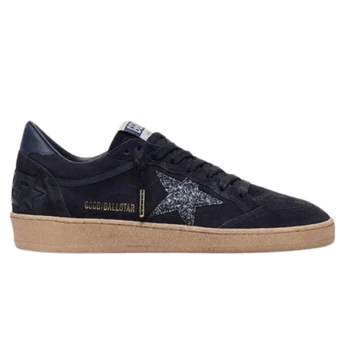 Golden Goose Ball Star in dark blue suede with dark blue glitter star