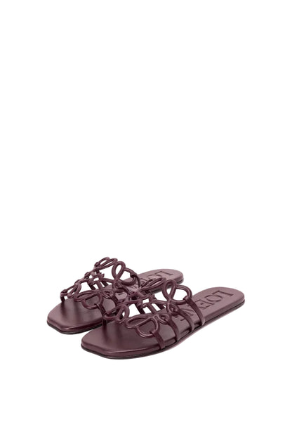 LOEWE Petal Anagram Dark Burgundy slide in calfskin