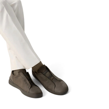 Zegna Dark Taupe Triple Stitch SECONDSKIN Sneakers