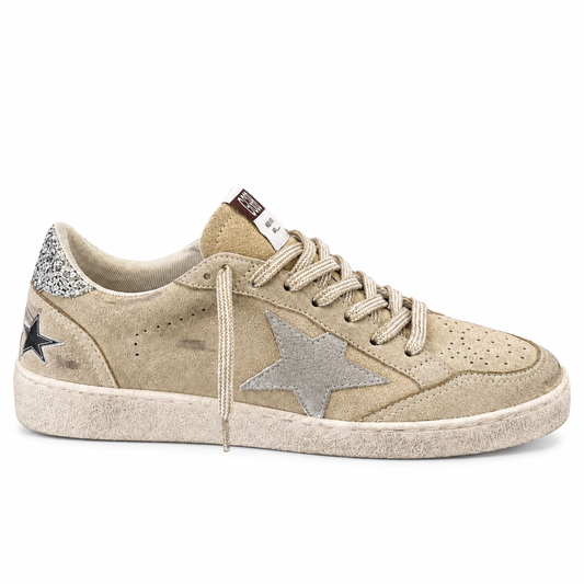 Golden Goose Ball Star natural suede and glitter finish