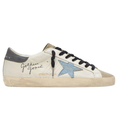 Golden Goose Super Star in nappa leather with light blue suede star and gray leather heel tab