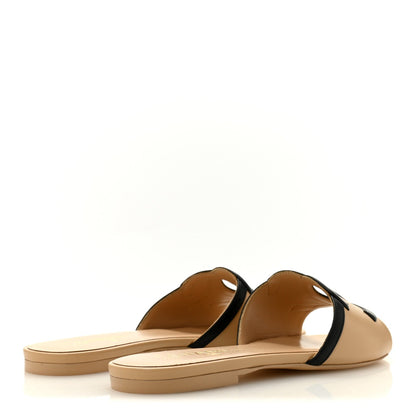 Chanel Lambskin CC Cutout Sandal Mules Beige Black